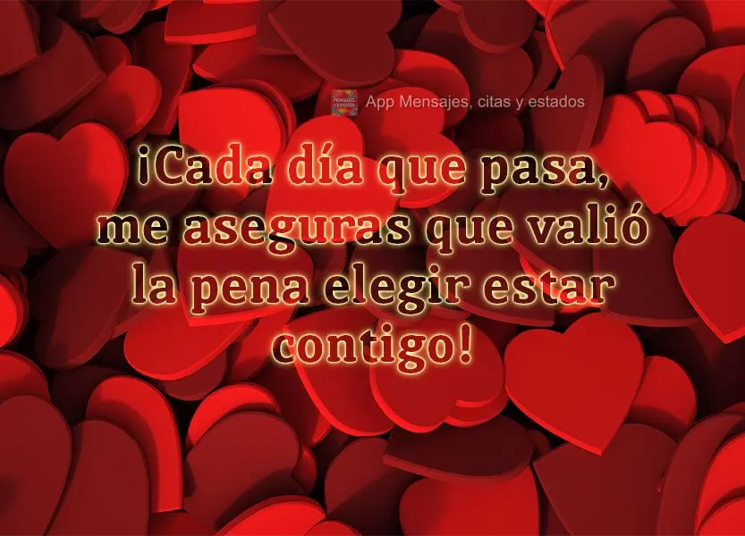 Cada dia que passa você me dá a certeza que valeu a pena escolher estar com você!