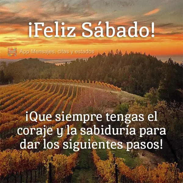 ¡Que siempre tengas el coraje y la sabiduría para dar los siguientes pasos!  ¡Feliz Sábado!