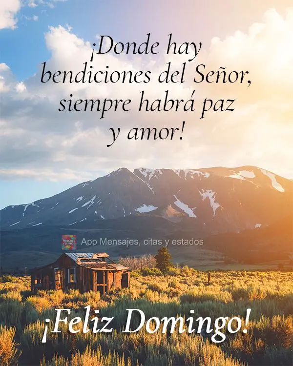 ¡Donde hay bendiciones del Señor, siempre habrá paz y amor! ¡Feliz Domingo!