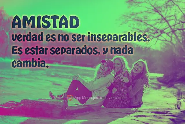  verdadeira não é ser inseparável.
É estar separados, e nada mudar.
 Amizade