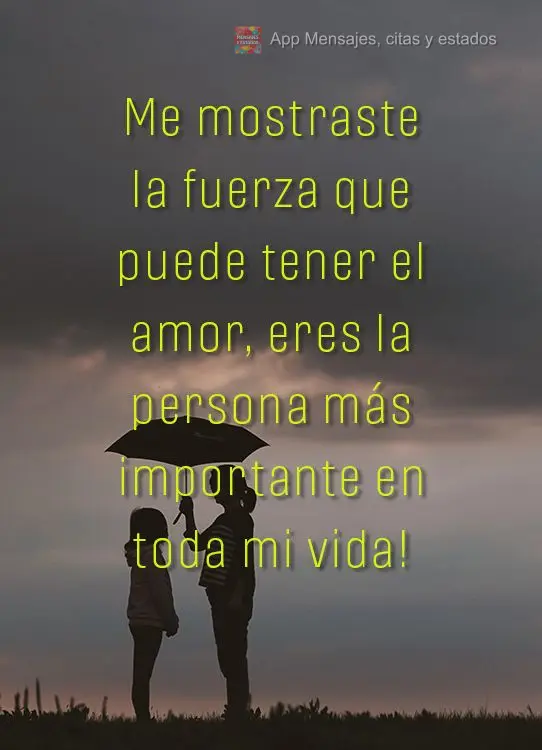 Me mostraste la fuerza que puede tener el amor, eres la persona más importante en toda mi vida!