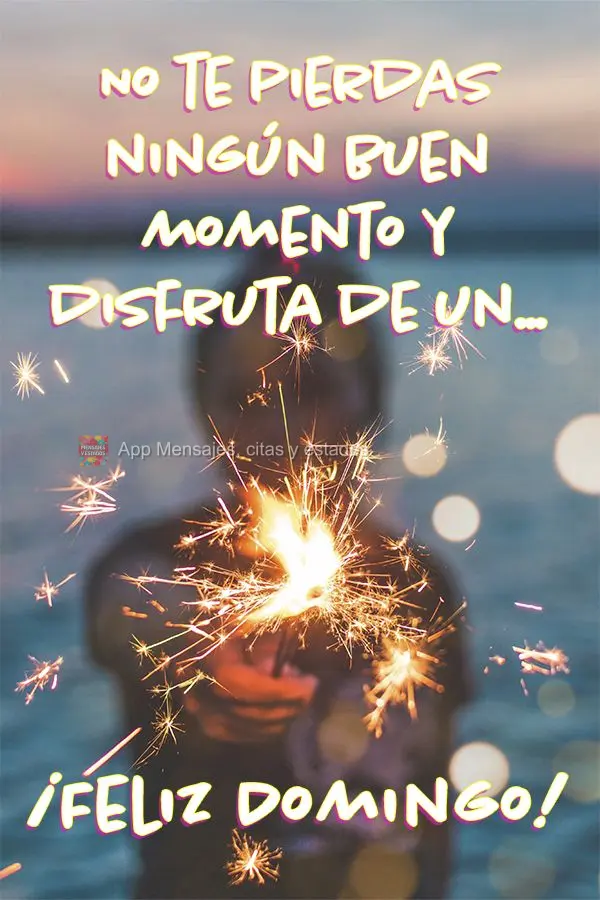 No te pierdas ningún buen momento y disfruta de un... ¡Feliz Domingo!