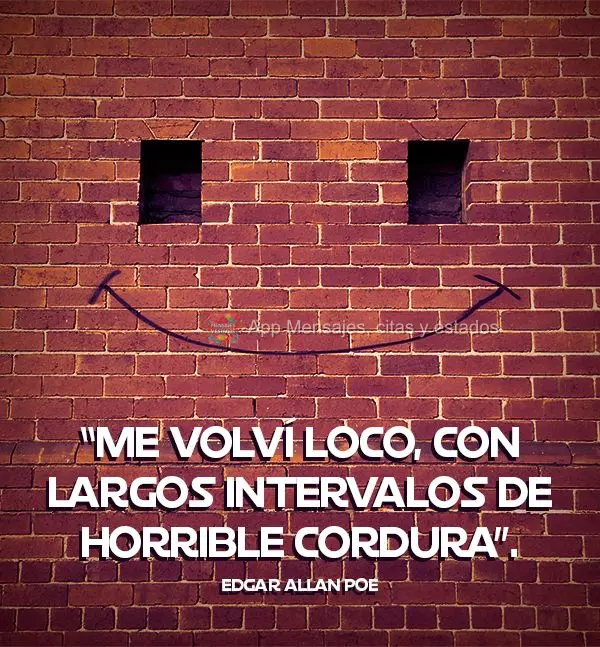 “Fiquei louco, com longos intervalos de sanidade horrível.” Edgar Allan Poe