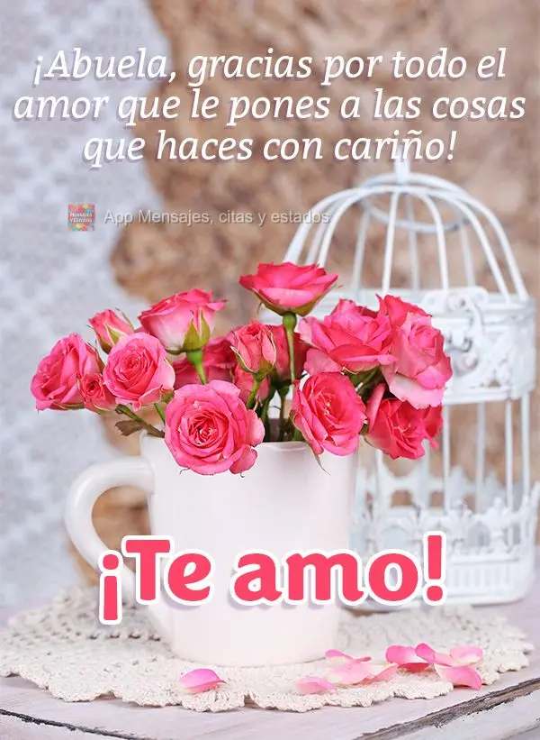 ¡Abuela, gracias por todo el amor que le pones a las cosas que haces con cariño! ¡Te amo!