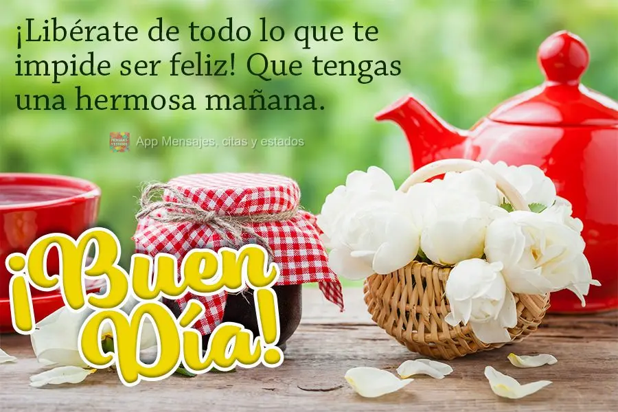 ¡Libérate de todo lo que te impide ser feliz! Que tengas una hermosa mañana. ¡Buen día!