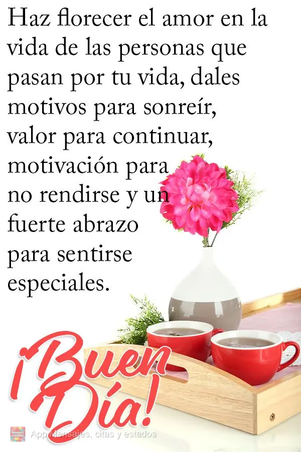 Faça florescer o amor na vida das pessoas que passam na sua vida.Dê-lhes motivos para sorrir, coragem para continuar, motivação para não desistir e ...