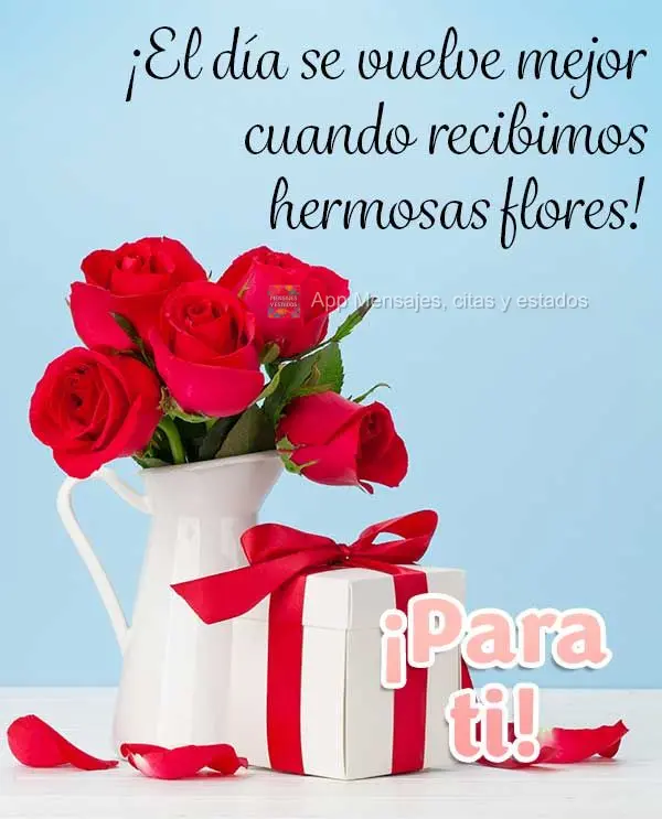 ¡El día se vuelve mejor cuando recibimos hermosas flores! ¡Para ti!