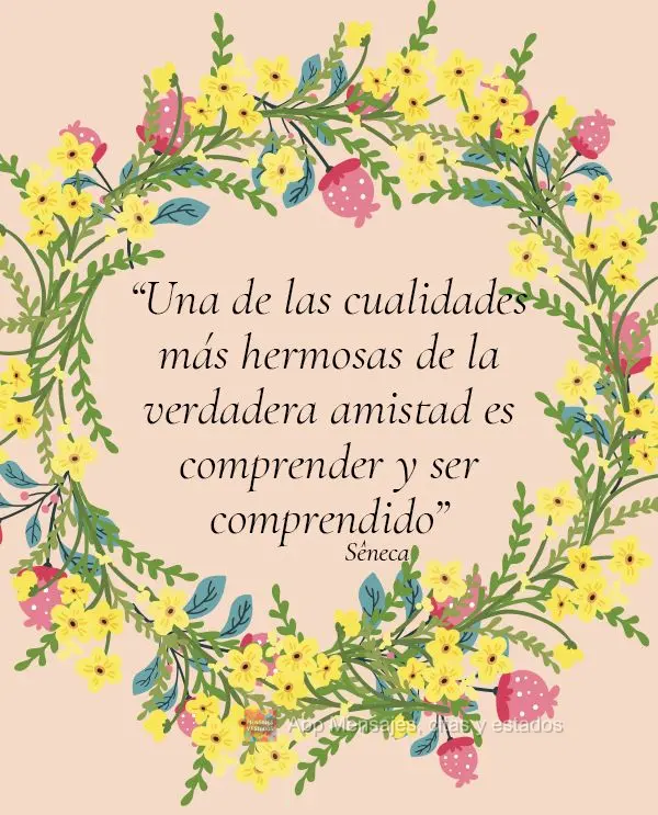 “Uma das qualidades mais bonitas da verdadeira amizade é entender e ser entendido.” Sêneca