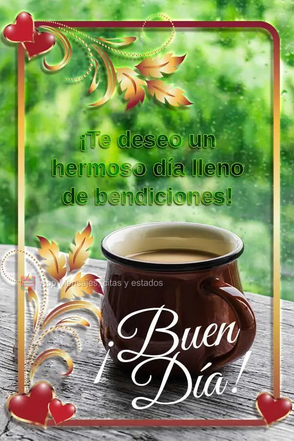 Para você, desejo um lindo dia cheio de bênçãos! Bom dia! 