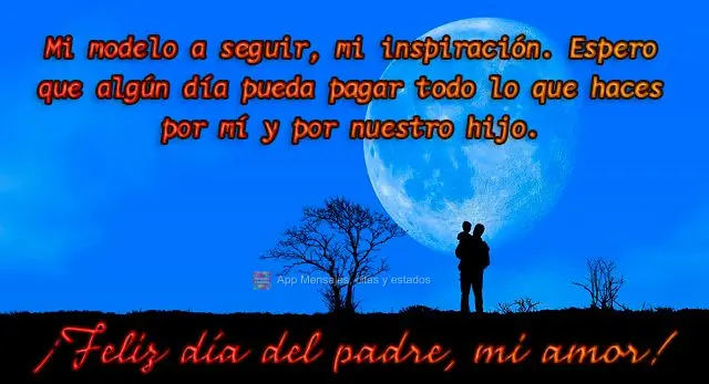Meu exemplo de vida, minha inspiração. Espero um dia poder retribuir tudo que você faz por mim e por nosso filho. 
 Feliz Dia dos Pais, meu amor!