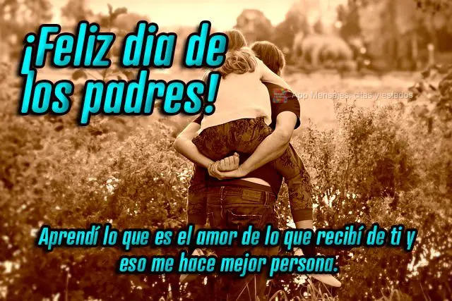  Aprendi o que é amor com o que recebi de você e isso me faz ser uma pessoa melhor.
 Feliz Dia dos Pais!