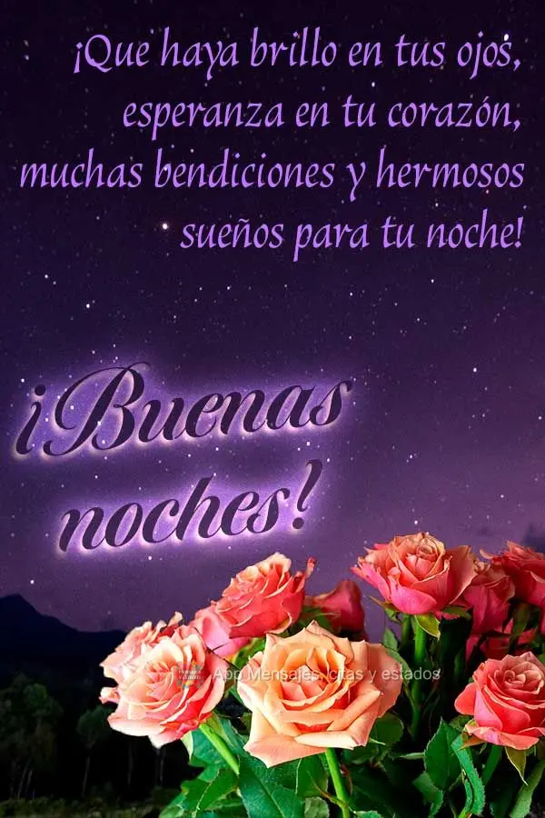 Que haja brilho em seu olhar, esperança em seu coração, muitas bênçãos e lindos sonhos para a sua noite! Boa noite! 