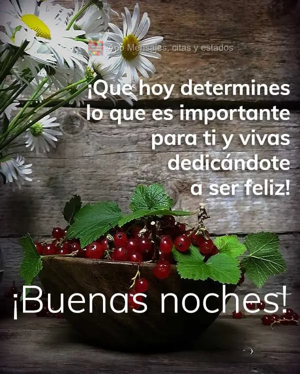 ¡Que hoy determines lo que es importante para ti y vivas dedicándote a ser feliz! ¡Buenas noches!