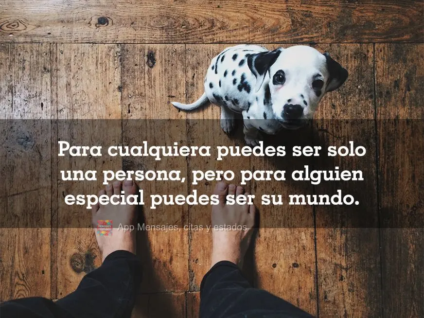 Para um alguém qualquer você pode ser só uma pessoa, mas para um alguém especial você pode ser o mundo dela.