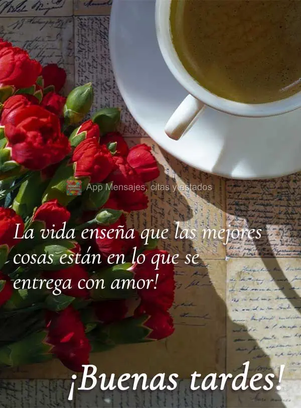 A vida ensina que as melhores coisas estão naquilo que é entregue com amor! Boa tarde!