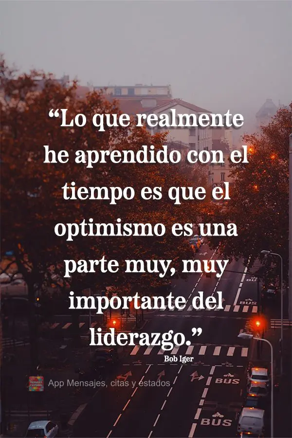 “Lo que realmente he aprendido con el tiempo es que el optimismo es una parte muy, muy importante del liderazgo”. Bob Iger