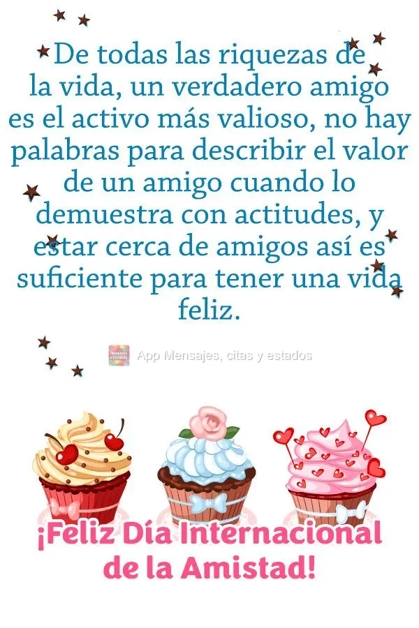 De todas las riquezas de la vida, un verdadero amigo es el activo más valioso, no hay palabras para describir el valor de un amigo cuando lo demuestra c...