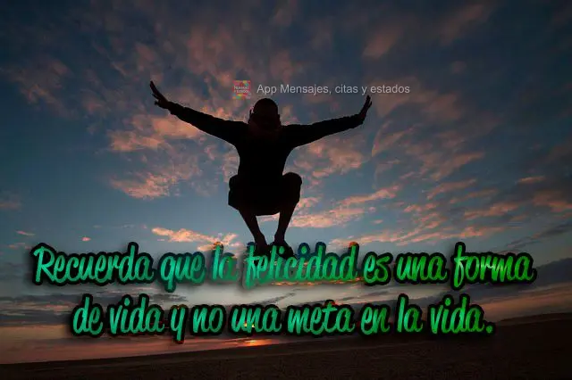 Recuerda que la felicidad es una forma de vida y no una meta en la vida.