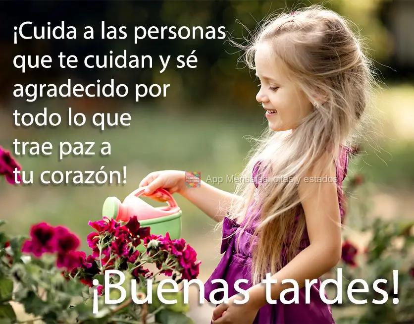 Cuide das pessoas que cuidam de você, e seja grato por tudo aquilo que lhe trás paz para o coração! Boa tarde! 