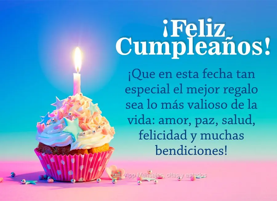 ¡Que en esta fecha tan especial el mejor regalo sea lo más valioso de la vida: amor, paz, salud, felicidad y muchas bendiciones! ¡Feliz cumpleaños!...