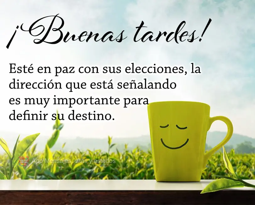 Esteja em paz com as suas escolhas. A direção para onde você está apontando é muito importante para definir o seu destino. Boa tarde!