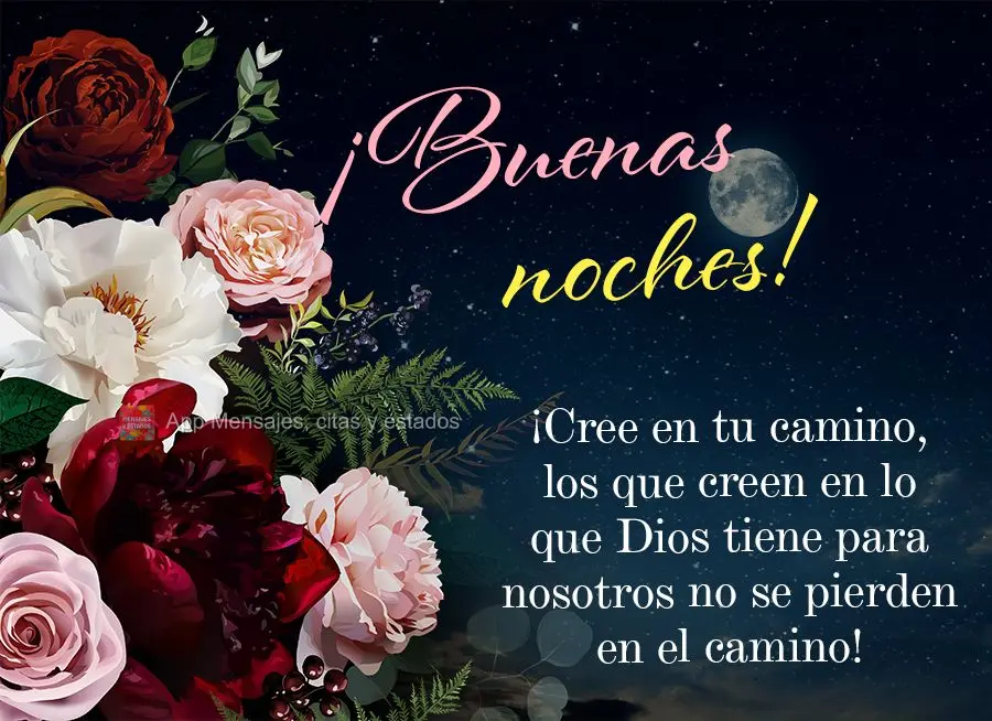 ¡Cree en tu camino, los que creen en lo que Dios tiene para nosotros no se pierden en el camino! ¡Buenas noches!