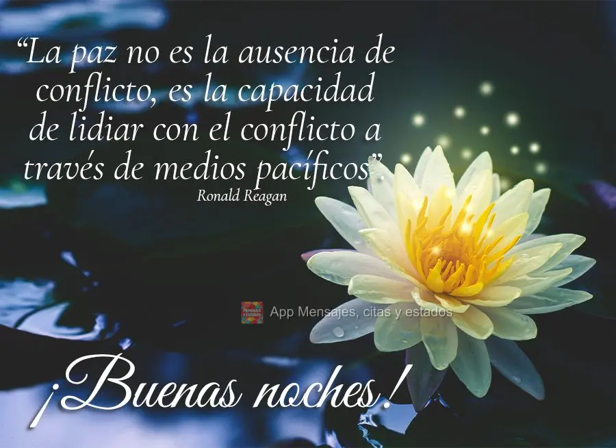 Boa noite! “A paz não é ausência de conflito, é a capacidade de lidar com o conflito por meios pacíficos.”  Ronald Reagan