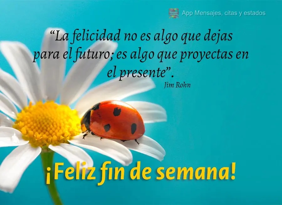“La felicidad no es algo que dejas para el futuro; es algo que proyectas en el presente”. ¡Feliz fin de semana! Jim Rohn