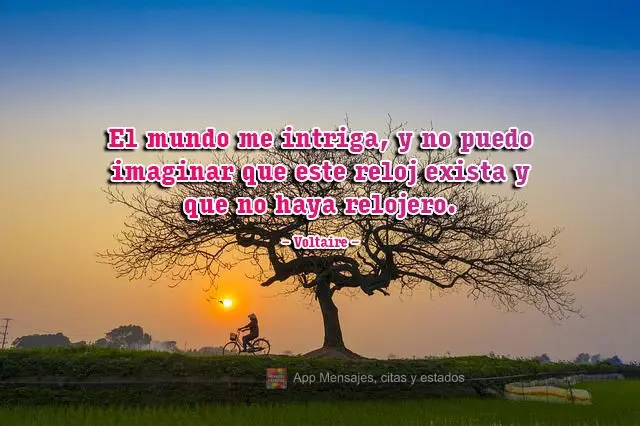 El mundo me intriga, y no puedo imaginar que este reloj exista y que no haya relojero. Voltaire