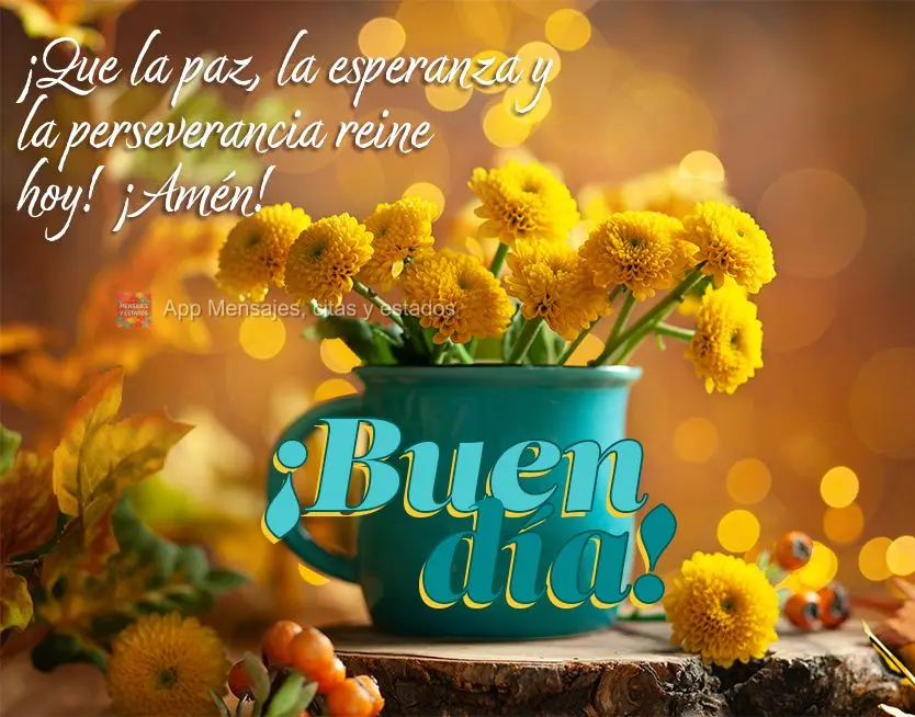 Que reine a paz, a esperança e a perseverança do dia de hoje! Amém! Bom dia!