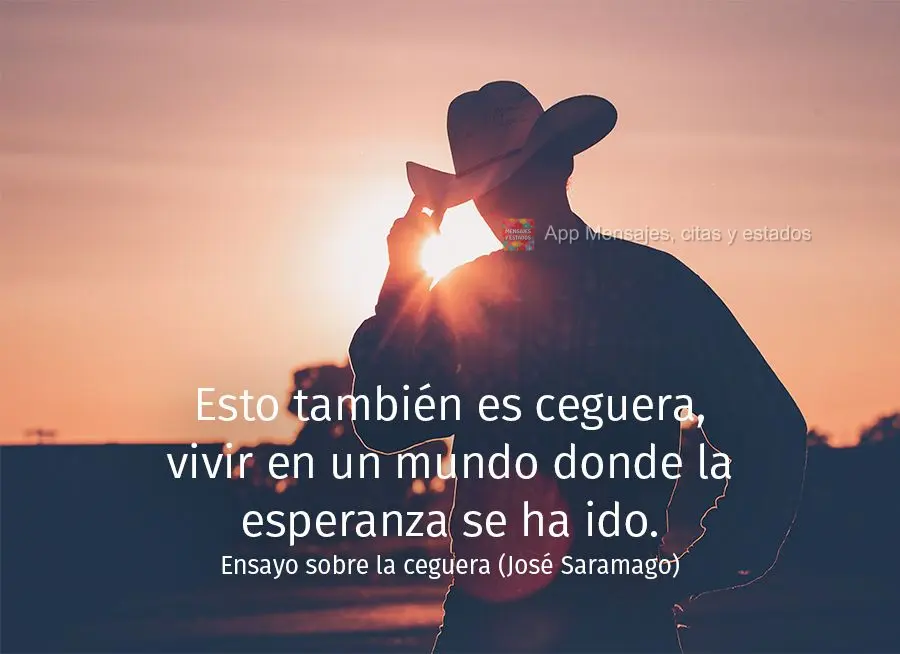Esto también es ceguera, vivir en un mundo donde la esperanza se ha ido. Ensayo sobre la ceguera (José Saramago)  