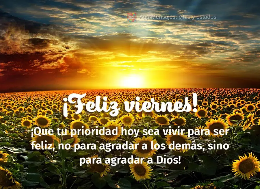 Que sua prioridade hoje seja viver para ser feliz, não para agradar os outros, mas sim para agradar a Deus! Feliz Sexta-feira!