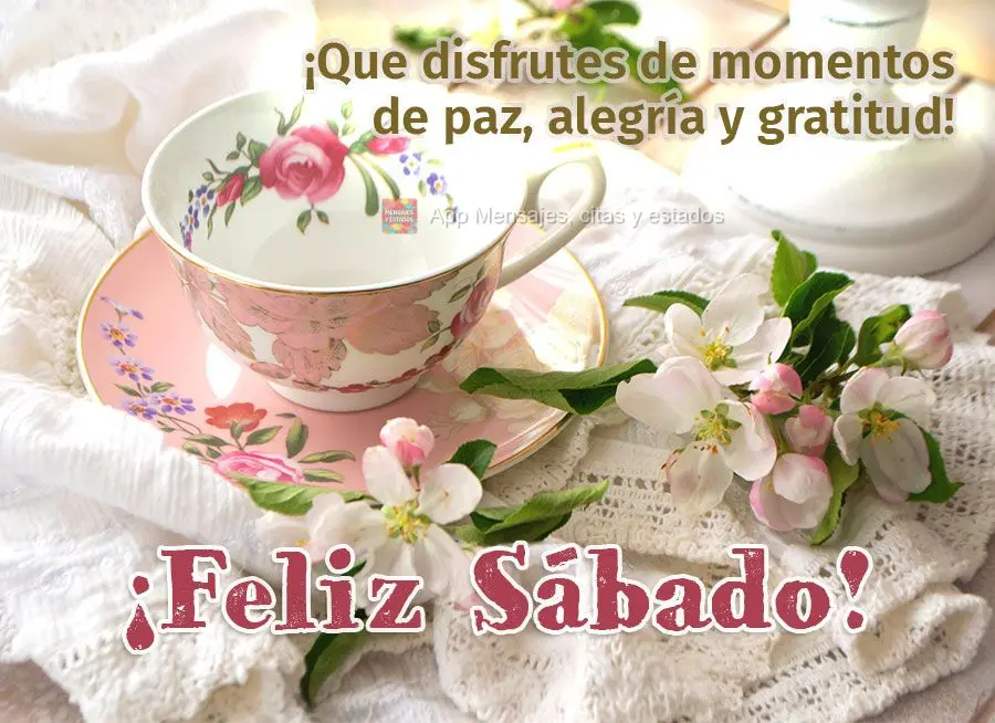 ¡Que disfrutes de momentos de paz, alegría y gratitud! Feliz Sábado! 