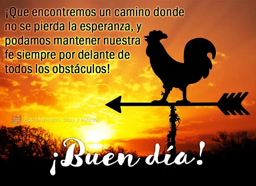 Que a gente possa encontrar um caminho onde não se perca as esperanças, e possamos manter nossa fé sempre à frente de todos os obstáculos! Bom dia!...