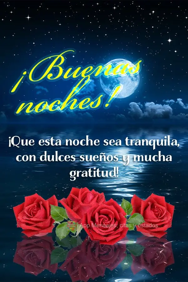 ¡Que esta noche sea tranquila, con dulces sueños y mucha gratitud! ¡Buenas noches!