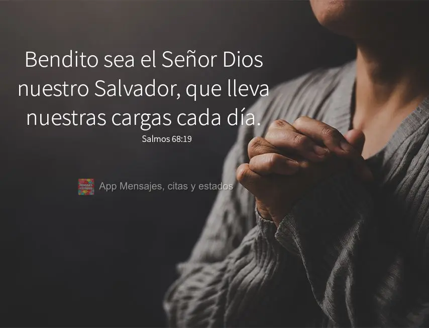 Bendito sea el Señor Dios nuestro Salvador, que lleva nuestras cargas cada día. Salmos 68:19