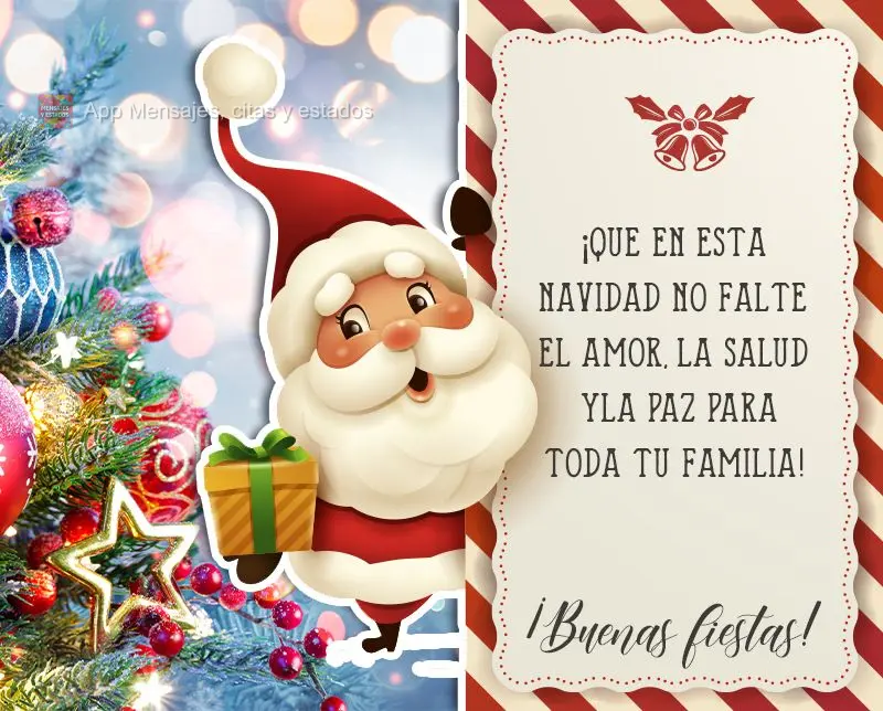 ¡Que en esta Navidad no falte el amor, la salud y la paz para toda tu familia! ¡Buenas fiestas!