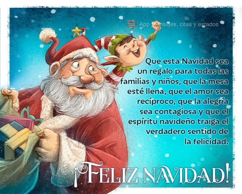 Que esta Navidad sea un regalo para todas las familias y niños, que la mesa esté llena, que el amor sea recíproco, que la alegría sea contagiosa y qu...