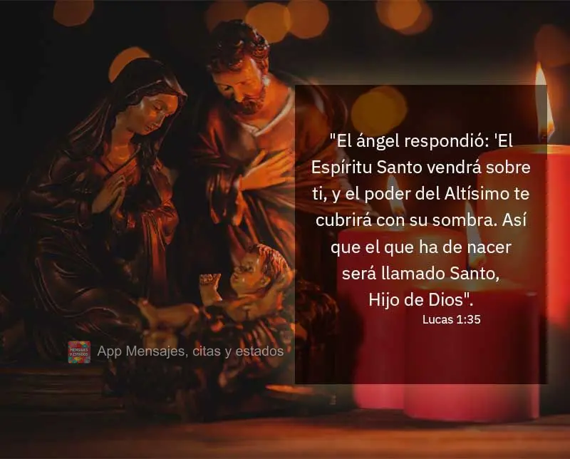"El ángel respondió: 'El Espíritu Santo vendrá sobre ti, y el poder del Altísimo te cubrirá con su sombra. Así que el que ha de nacer será llamad...