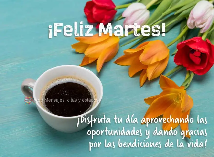 ¡Disfruta tu día aprovechando las oportunidades y dando gracias por las bendiciones de la vida! ¡Feliz martes!