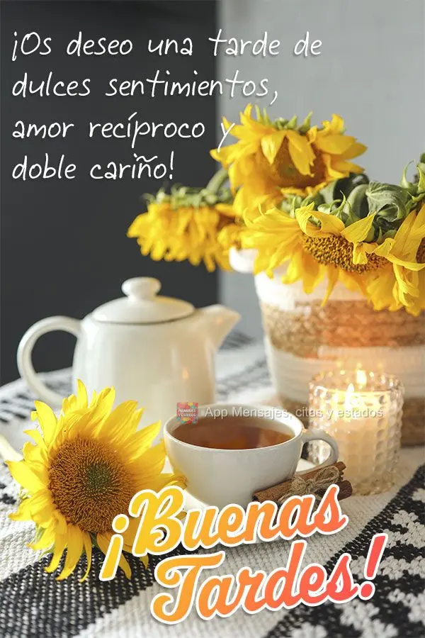 Desejo uma tarde de doces sentimentos, amor recíproco e carinho em dobro! Boa tarde!