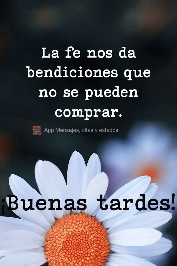 La fe nos da bendiciones que no se pueden comprar. ¡Buenas tardes!