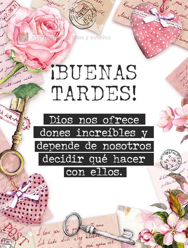 Deus nos oferece dádivas incríveis, e é ao nosso critério que decidimos o que fazer com elas. boa tarde!