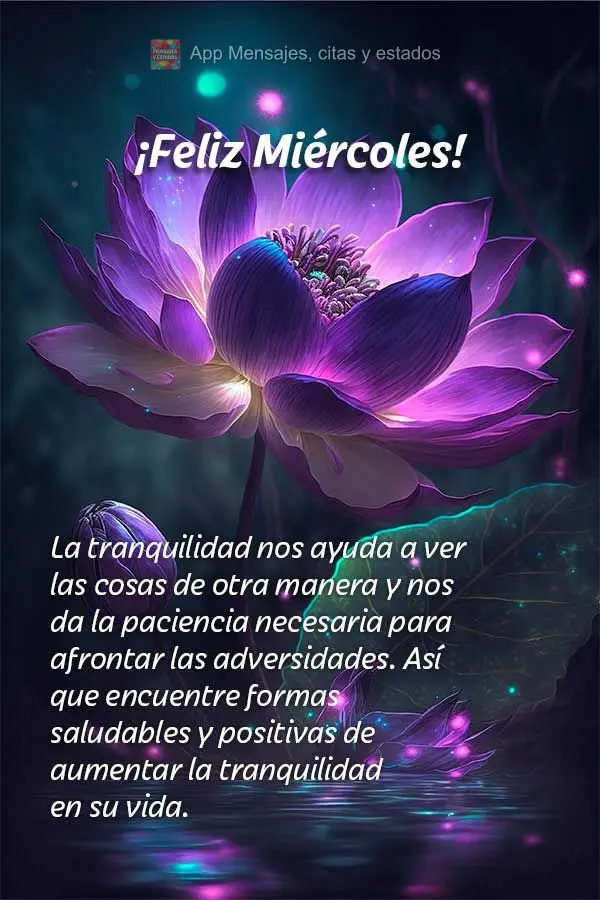 La tranquilidad nos ayuda a ver las cosas de otra manera y nos da la paciencia necesaria para afrontar las adversidades. Así que encuentre formas saluda...