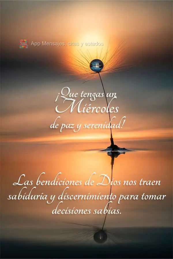 As bênçãos de Deus nos traz sabedoria e discernimento para tomar decisões sábias. Tenha uma Quarta-feira de paz e serenidade!