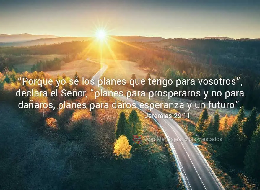 “Porque yo sé los planes que tengo para vosotros”, declara el Señor, “planes para prosperaros y no para dañaros, planes para daros esperanza y u...
