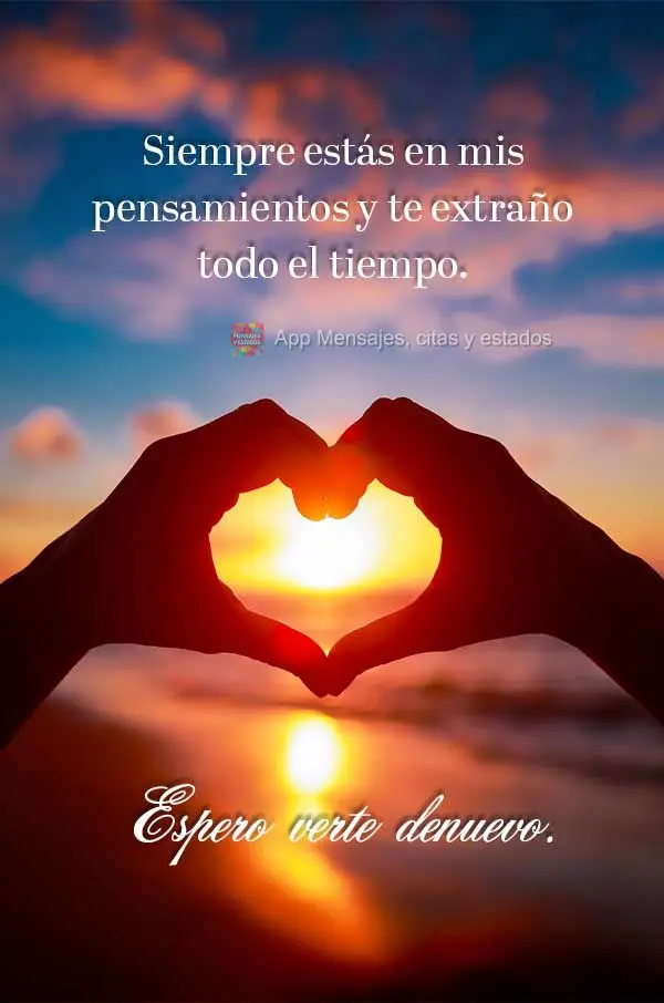 Você está sempre em meus pensamentos e eu sinto saudades suas o tempo todo. Estou ansioso para ver você novamente.