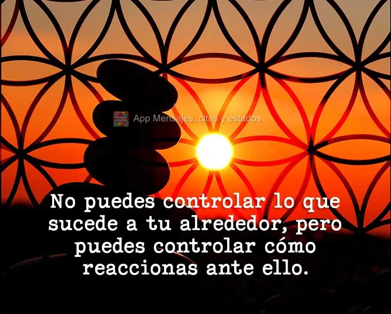 No puedes controlar lo que sucede a tu alrededor, pero puedes controlar cómo reaccionas ante ello.