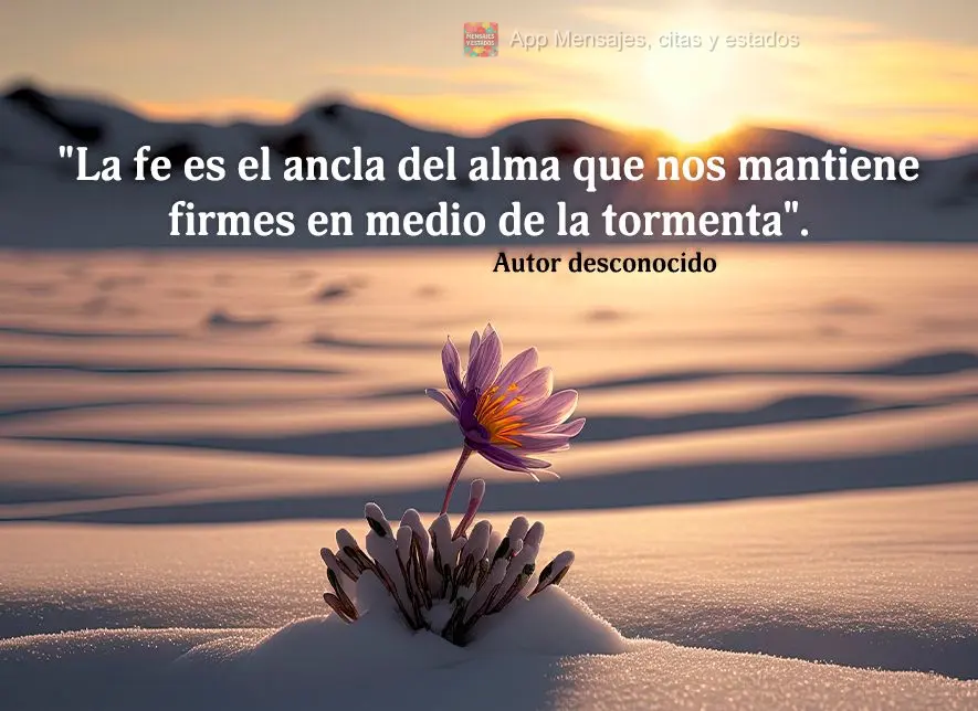 "La fe es el ancla del alma que nos mantiene firmes en medio de la tormenta". Autor desconocido