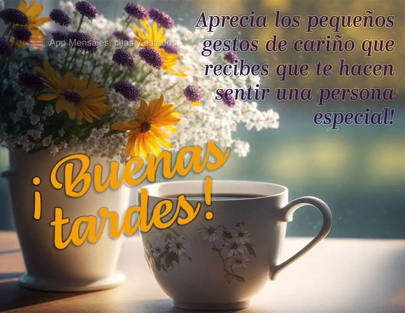 Aprecie os pequenos gestos de carinho que for receber e que lhe façam sentir uma pessoa especial! Boa tarde!